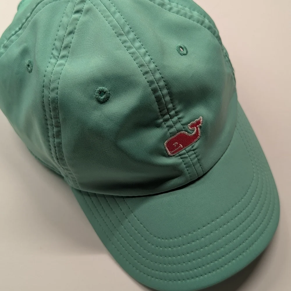 Vineyard Vines Mint Green Baseball Cap Pink Whale Adjustable Ponytail Hat